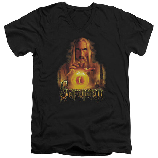 Lor - Saruman - Short Sleeve Adult V-neck - Black T-shirt