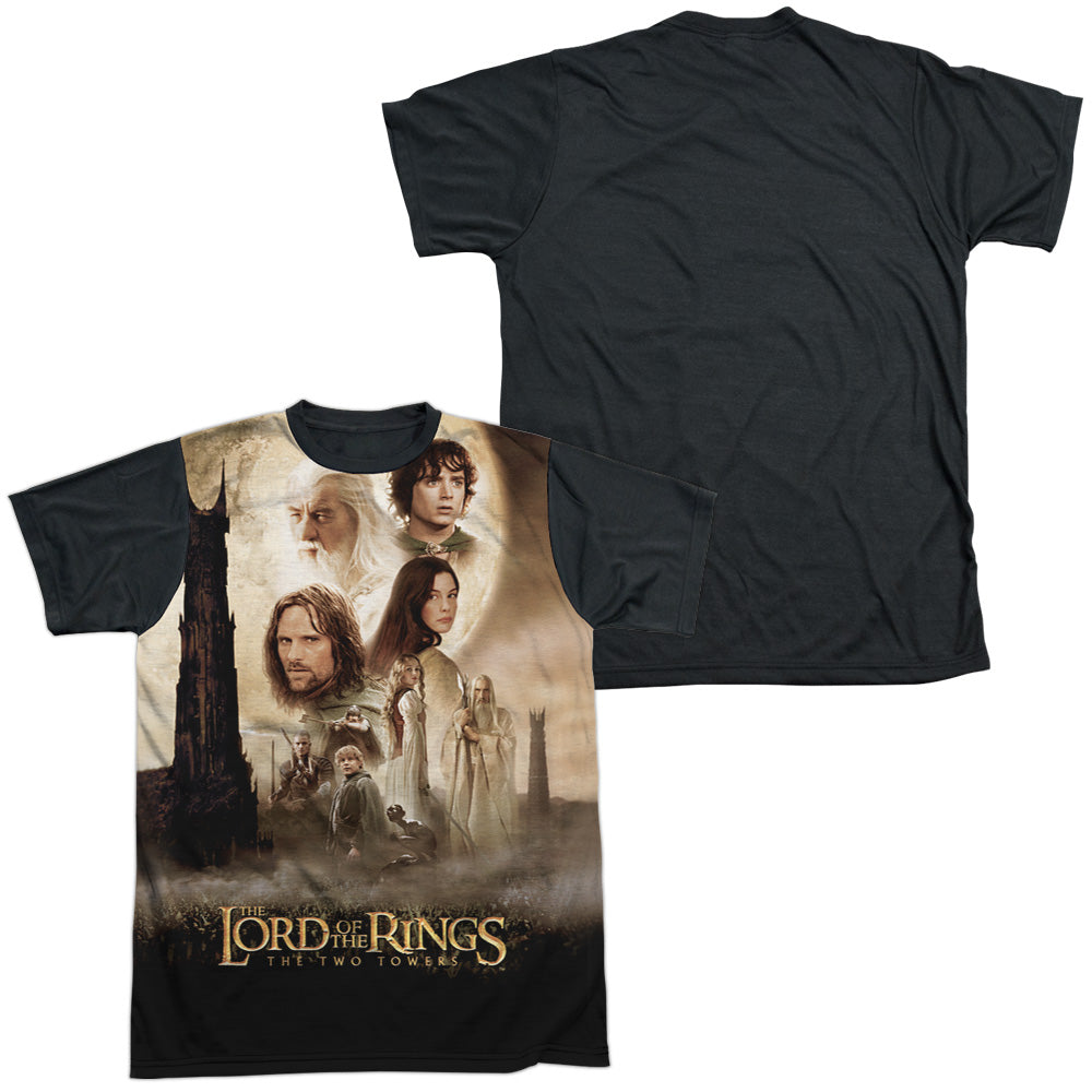 Lor - Towers Poster - Short Sleeve Adult White Front Black Back   - White T-shirt