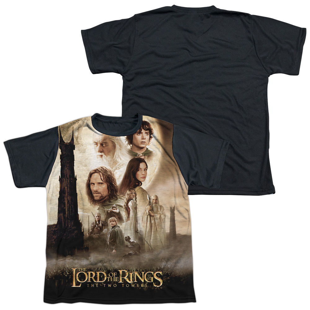 Lor - Towers Poster - Short Sleeve Youth White Front Black Back   - White T-shirt