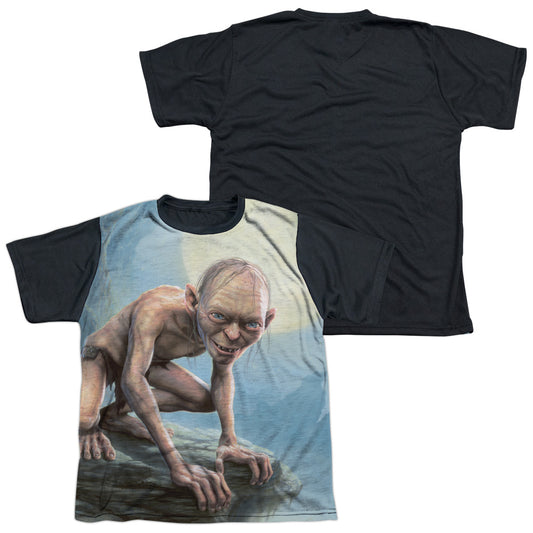 Lor - Gollum Moon - Short Sleeve Youth White Front Black Back   - White T-shirt