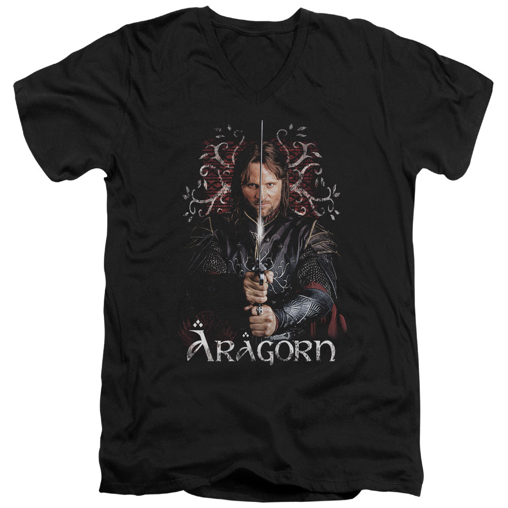 Lor - Aragorn - Short Sleeve Adult V-neck - Black T-shirt