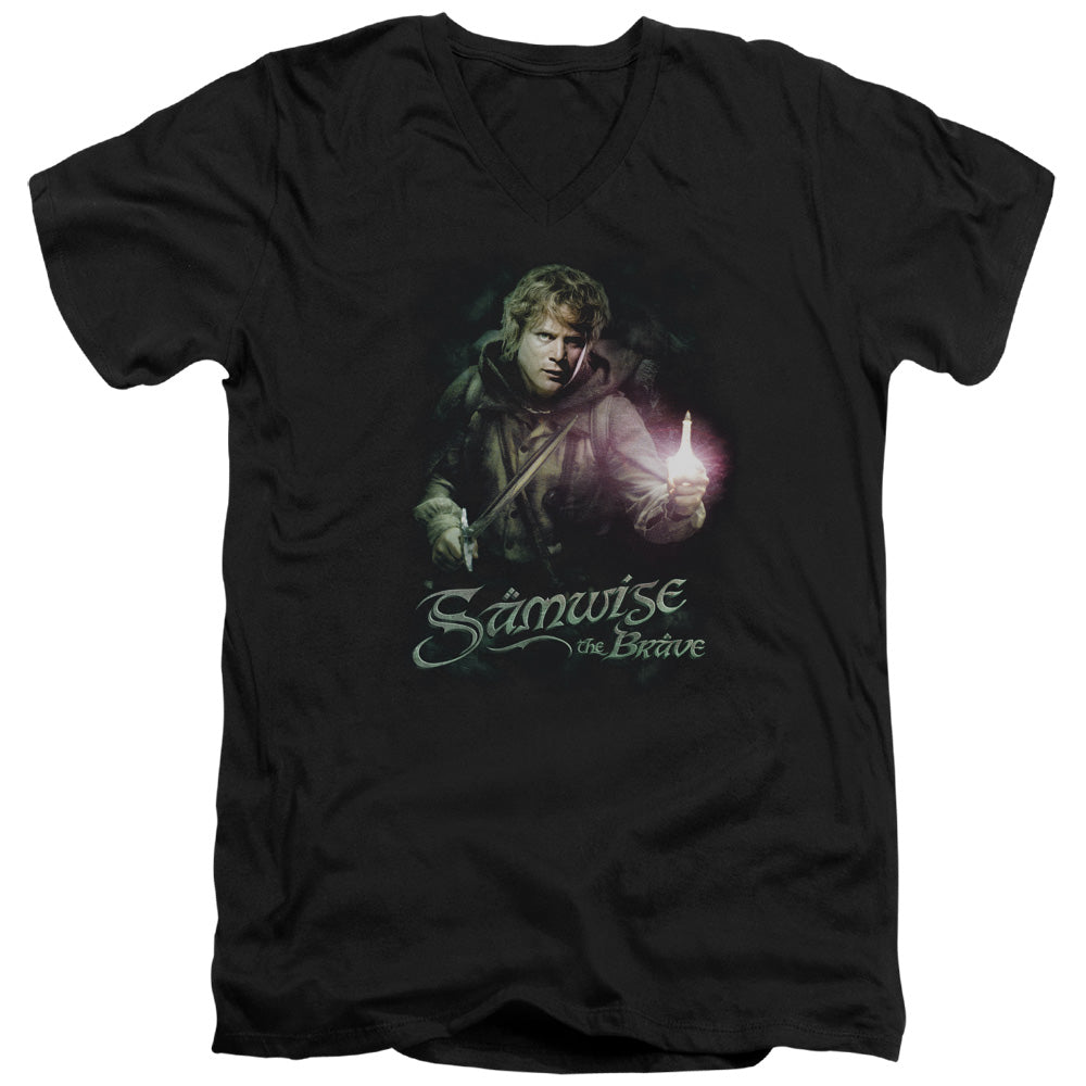 Lor - Samwise The Brave - Short Sleeve Adult V-neck - Black T-shirt