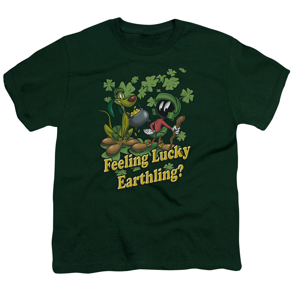 Looney Tunes - Feeling Lucky - Short Sleeve Youth 18/1 - Hunter Green T-shirt
