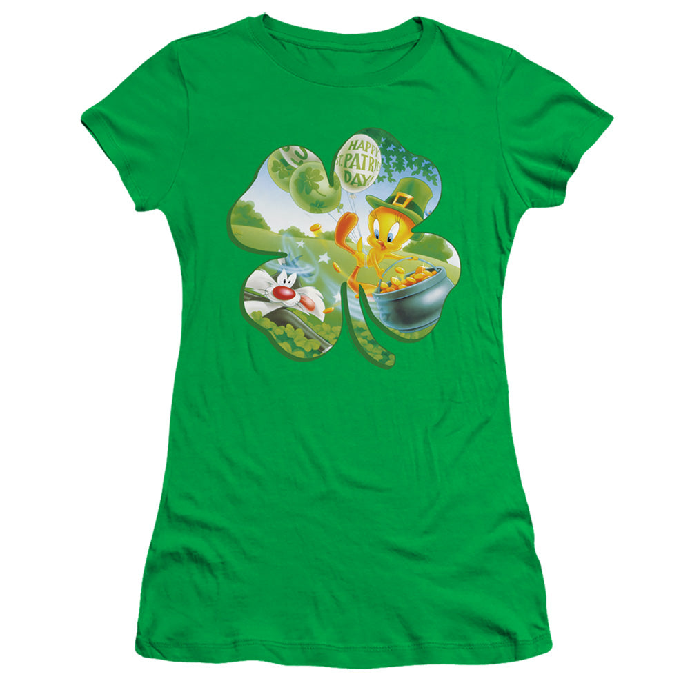 Looney Tunes - Tweety Shamrock - Short Sleeve Junior Sheer - Kelly Green T-shirt