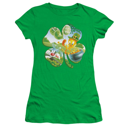 Looney Tunes - Tweety Shamrock - Short Sleeve Junior Sheer - Kelly Green T-shirt