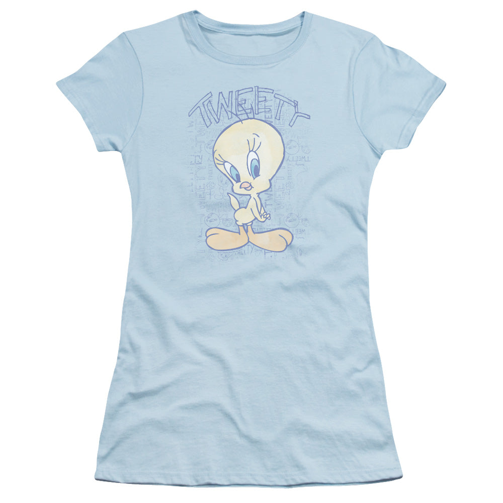 Looney Tunes - Tweety Fade - Short Sleeve Junior Sheer - Light Blue T-shirt