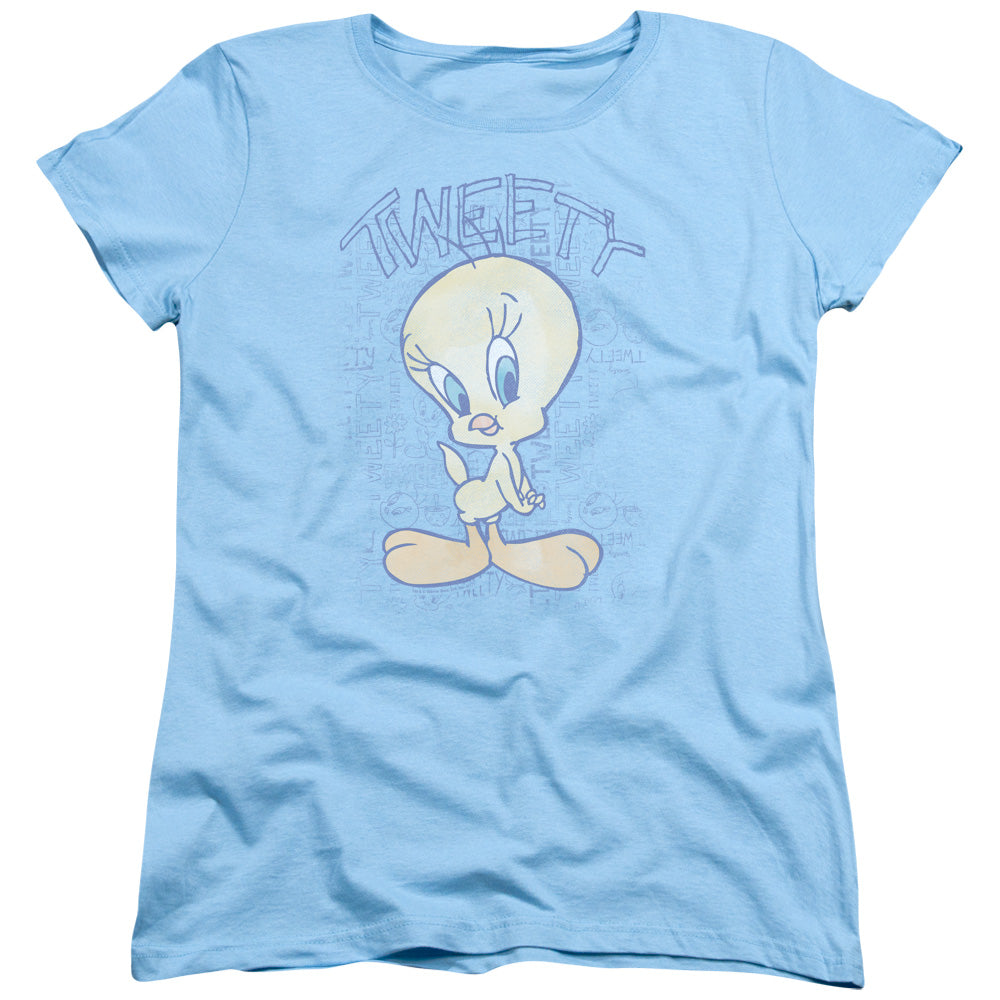 Looney Tunes - Tweety Fade - Short Sleeve Womens Tee - Light Blue T-shirt