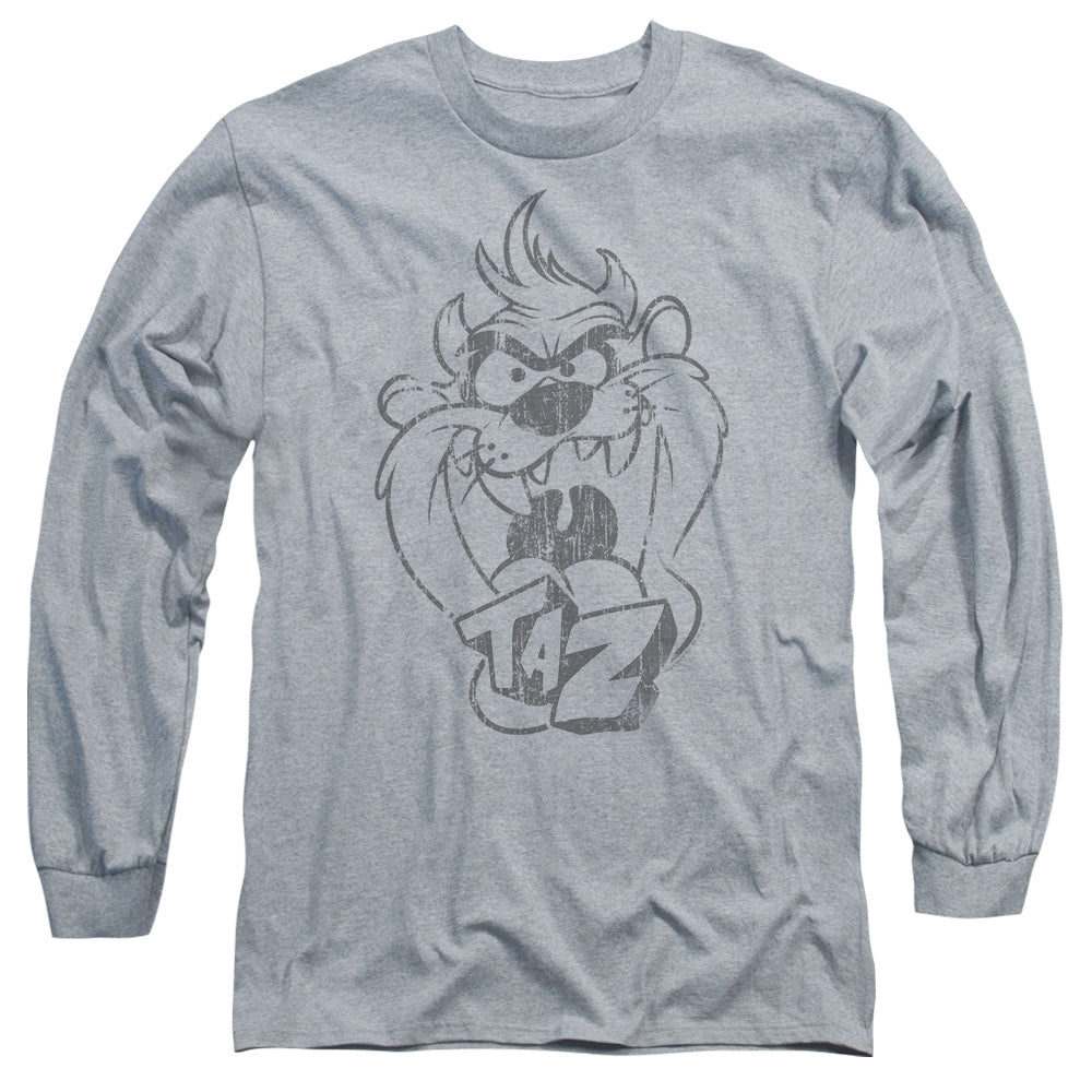 Looney Tunes - Faded Taz - Long Sleeve Adult 18/1 - Athletic Heather T-shirt