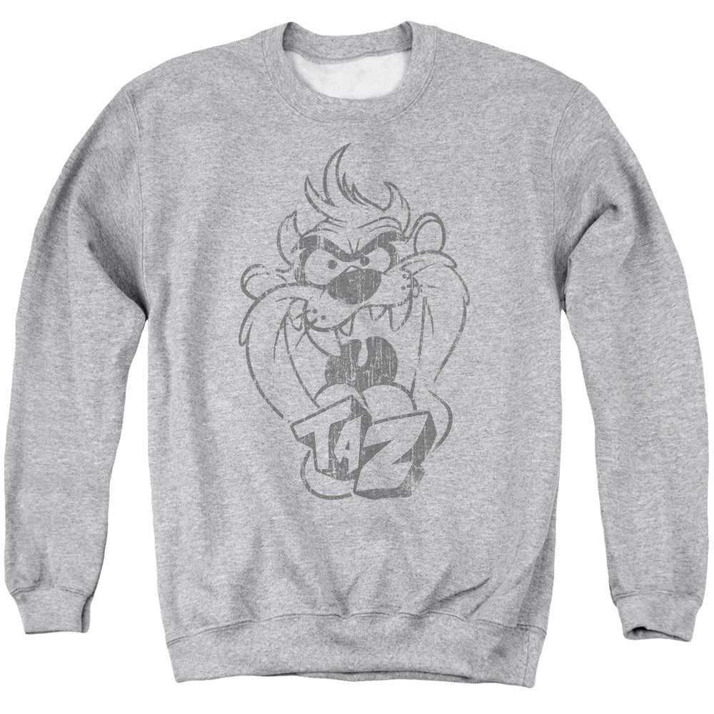 Looney Tunes - Faded Taz - Adult Crewneck Sweatshirt - Athletic Heather