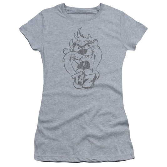 Looney Tunes - Faded Taz - Short Sleeve Junior Sheer - Athletic Heather T-shirt