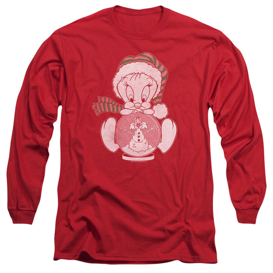 Looney Tunes - Tweey Globe - Long Sleeve Adult 18/1 - Red T-shirt