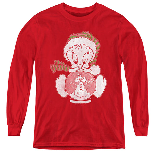Looney Tunes - Tweey Globe - Youth Long Sleeve Tee - Red