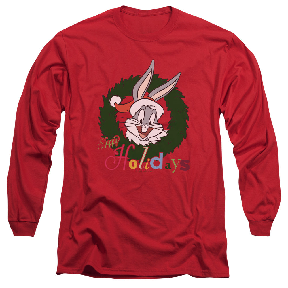 Looney Tunes - Holiday Bunny - Long Sleeve Adult 18/1 - Red T-shirt