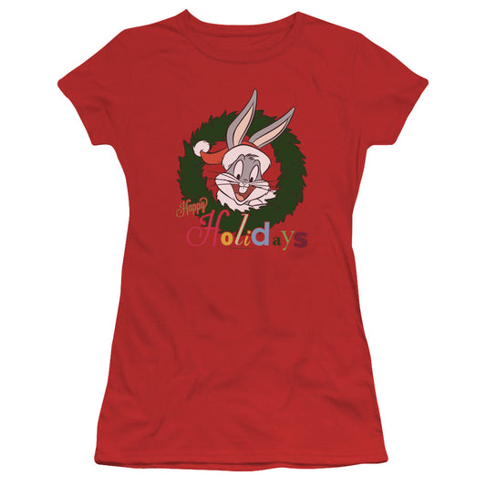 Looney Tunes - Holiday Bunny - Short Sleeve Junior Sheer - Red T-shirt