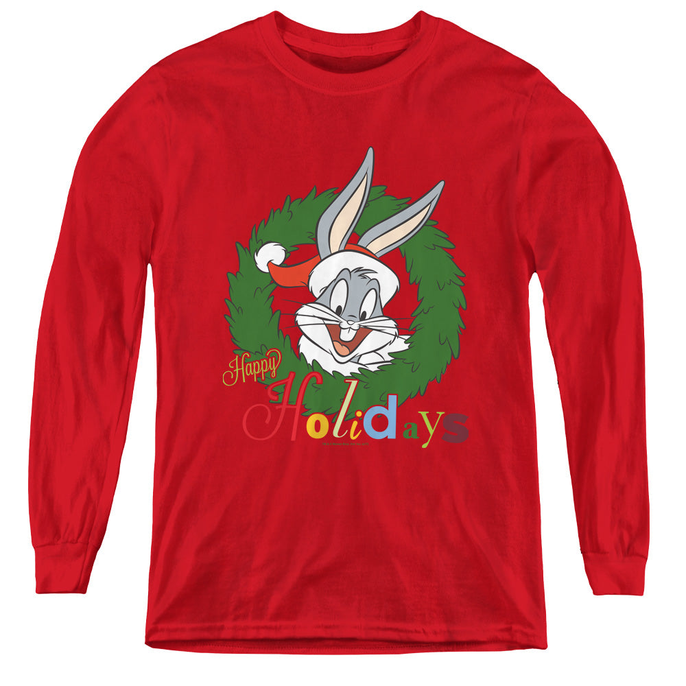 Looney Tunes - Holiday Bunny - Youth Long Sleeve Tee - Red