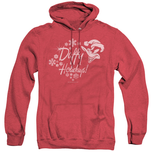 Looney Tunes - Daffy Holidays - Adult Heather Hoodie - Red