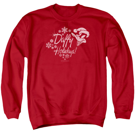 Looney Tunes - Daffy Holidays - Adult Crewneck Sweatshirt - Red