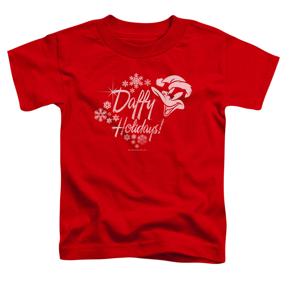 Looney Tunes - Daffy Holidays - Short Sleeve Toddler Tee - Red T-shirt