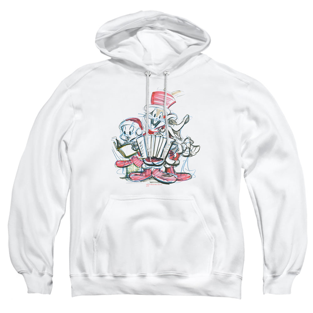 Looney Tunes - Holiday Sketch - Adult Pull-over Hoodie - White
