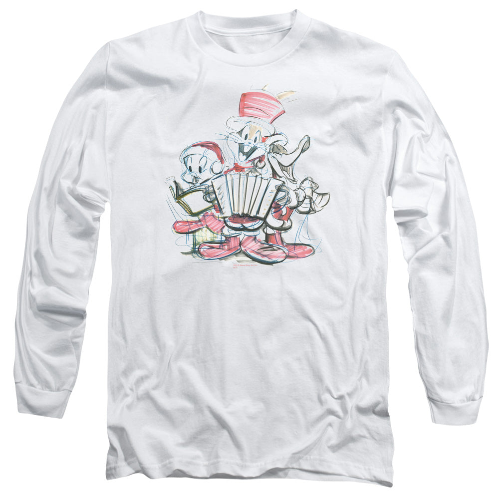 Looney Tunes - Holiday Sketch - Long Sleeve Adult 18/1 - White T-shirt