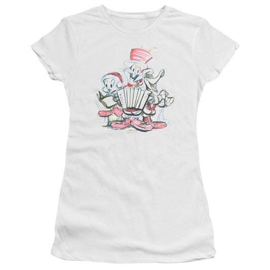 Looney Tunes - Holiday Sketch - Short Sleeve Junior Sheer - White T-shirt