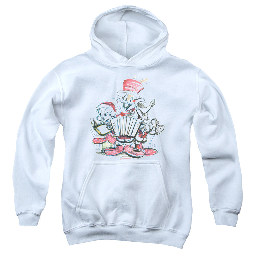 Looney Tunes - Holiday Sketch - Youth Pull-over Hoodie - White