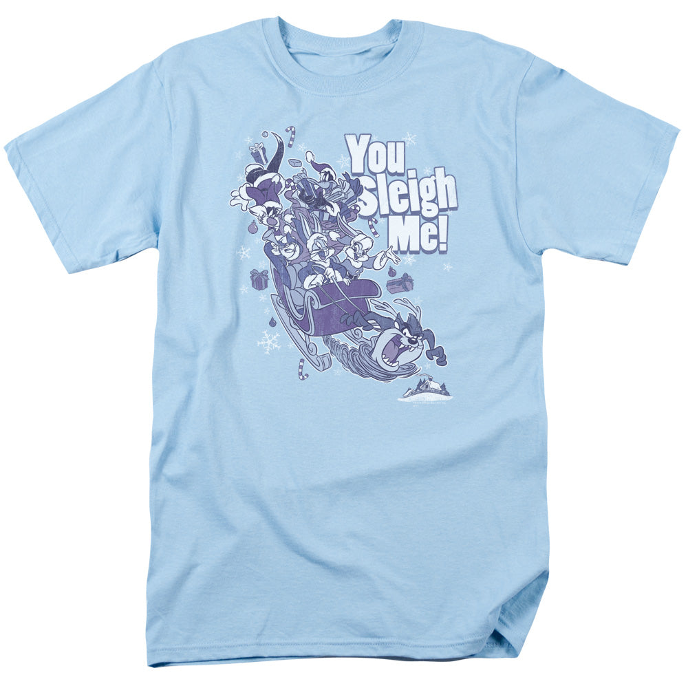 Looney Tunes - You Sleigh Me - Short Sleeve Adult 18/1 - Light Blue T-shirt