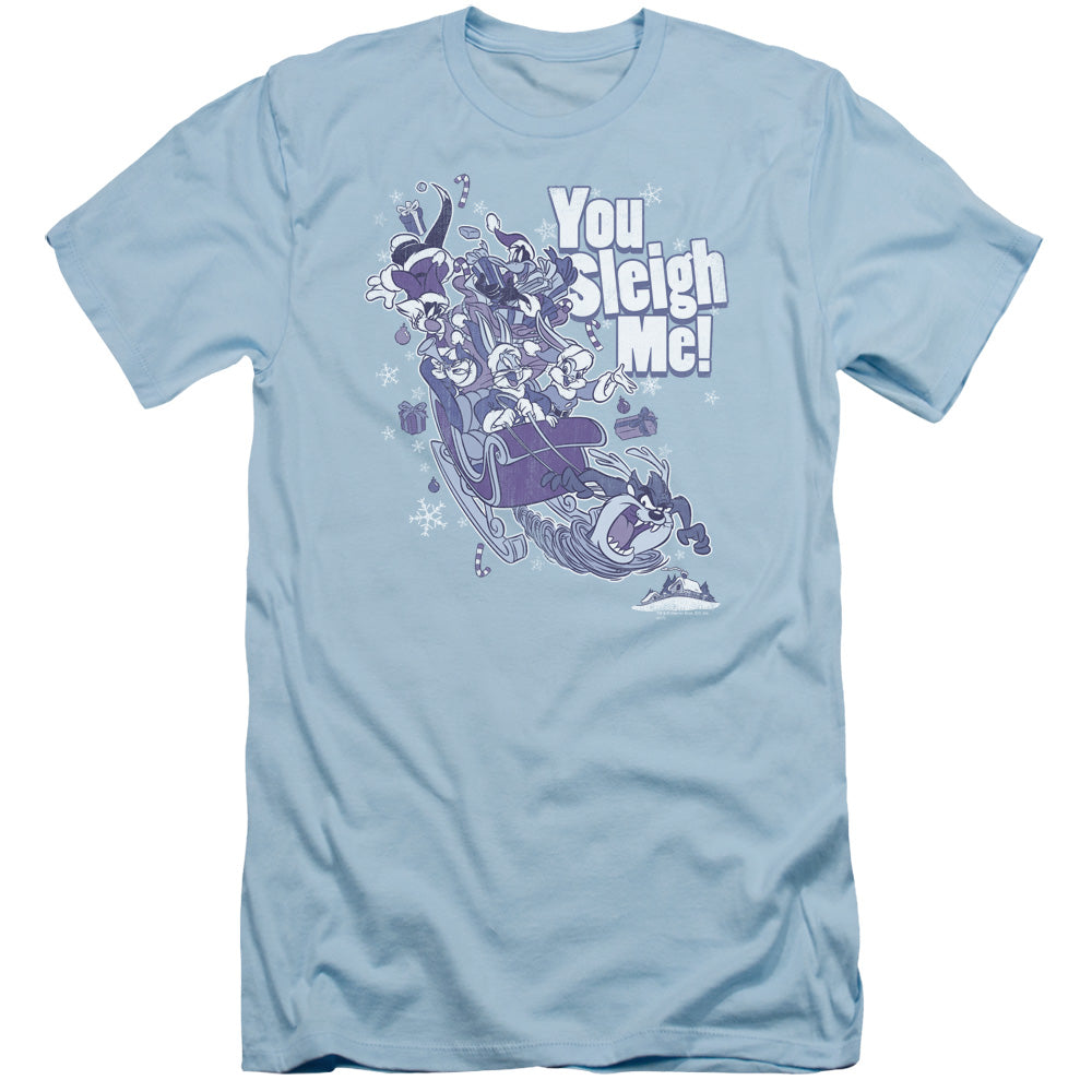 Looney Tunes - You Sleigh Me - Short Sleeve Adult 30/1 - Light Blue T-shirt
