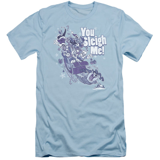 Looney Tunes - You Sleigh Me - Short Sleeve Adult 30/1 - Light Blue T-shirt