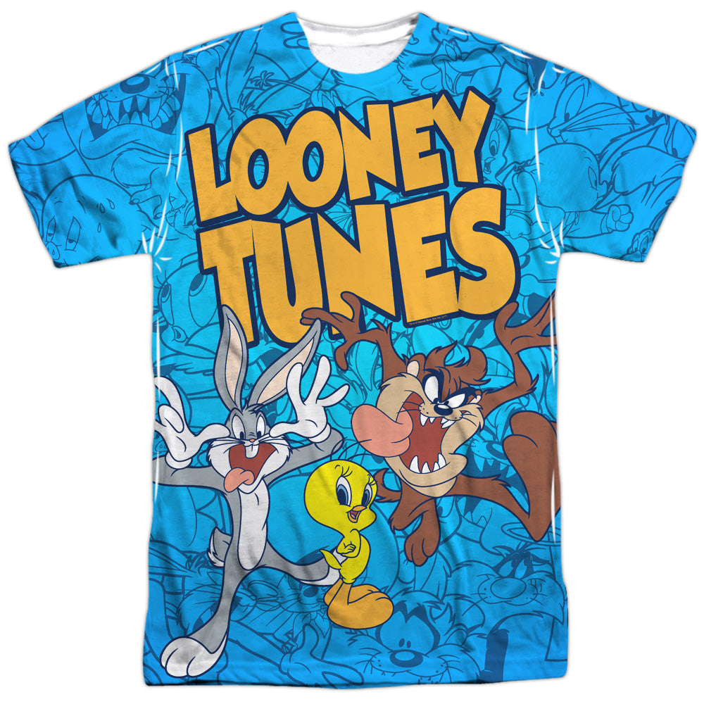 Looney Tunes - Collage Of Characters - Short Sleeve Adult Poly Crew - White T-shirt