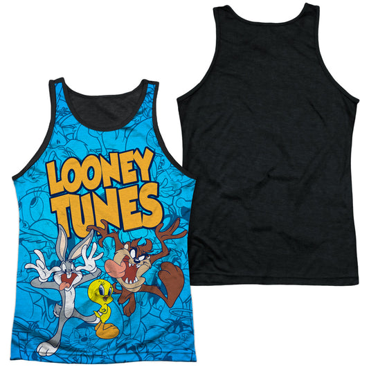Looney Tunes - Collage Of Characters - Adult Poly Tank Top Black Back - White
