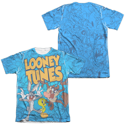Looney Tunes - Collage Of Characters (Front/back Print) - Adult Poly/cotton Short Sleeve Tee - White T-shirt