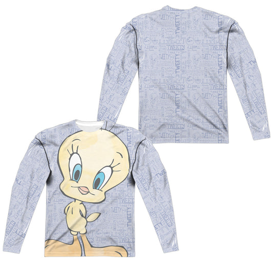 Looney Tunes - Tweety Girl (Front/back Print) - Long Sleeve Adult Poly Crew  - White T-shirt