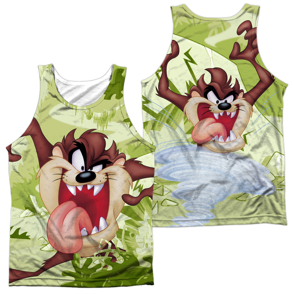 Looney Tunes - Taz (Front/back Print) - Adult Poly Tank Top - White
