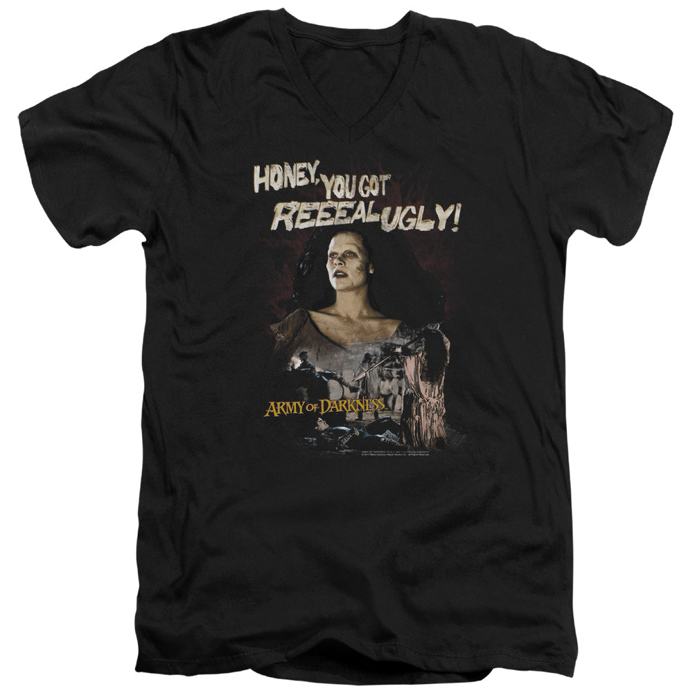 Army Of Darkness - Reeeal Ugly! - Short Sleeve Adult V-neck - Black T-shirt