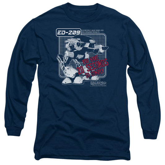 Robocop - Ed 209 - Long Sleeve Adult 18/1 - Navy T-shirt