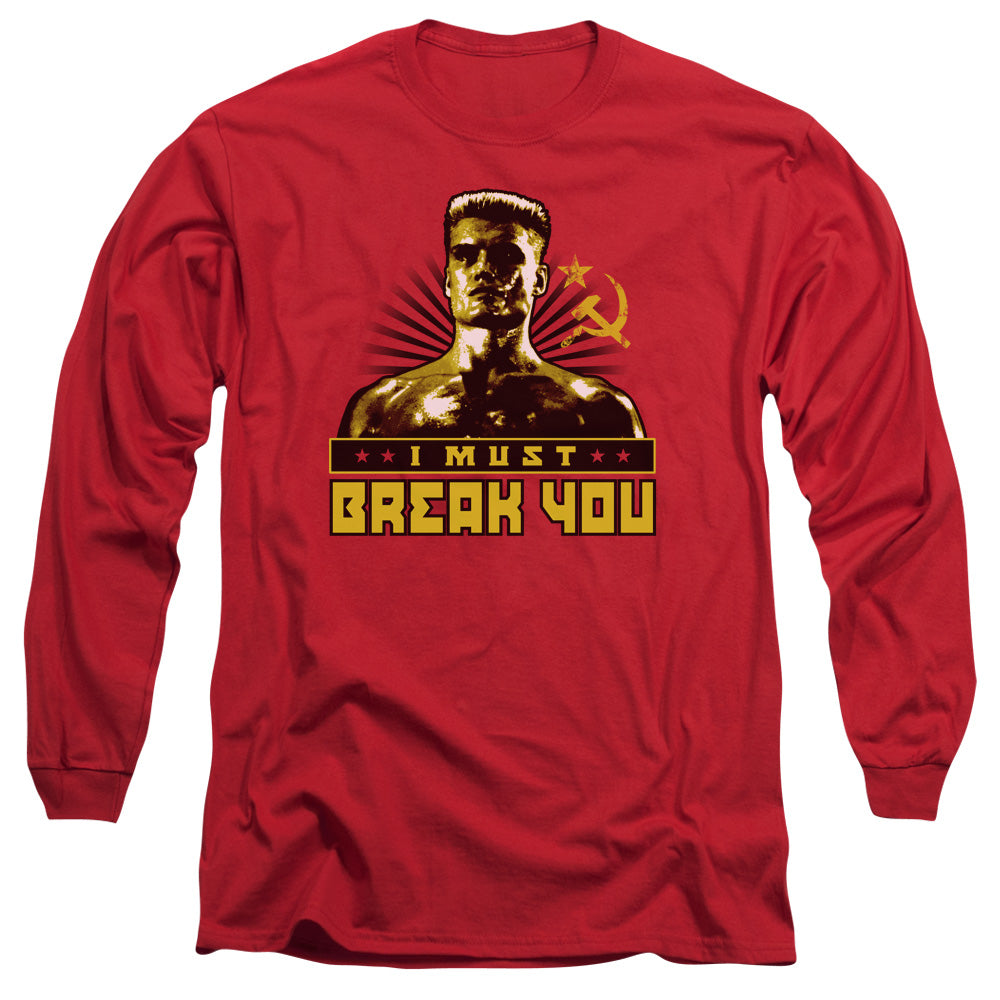 Rocky Iv - I Must Break You - Long Sleeve Adult 18/1 - Red T-shirt
