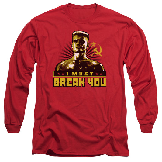 Rocky Iv - I Must Break You - Long Sleeve Adult 18/1 - Red T-shirt