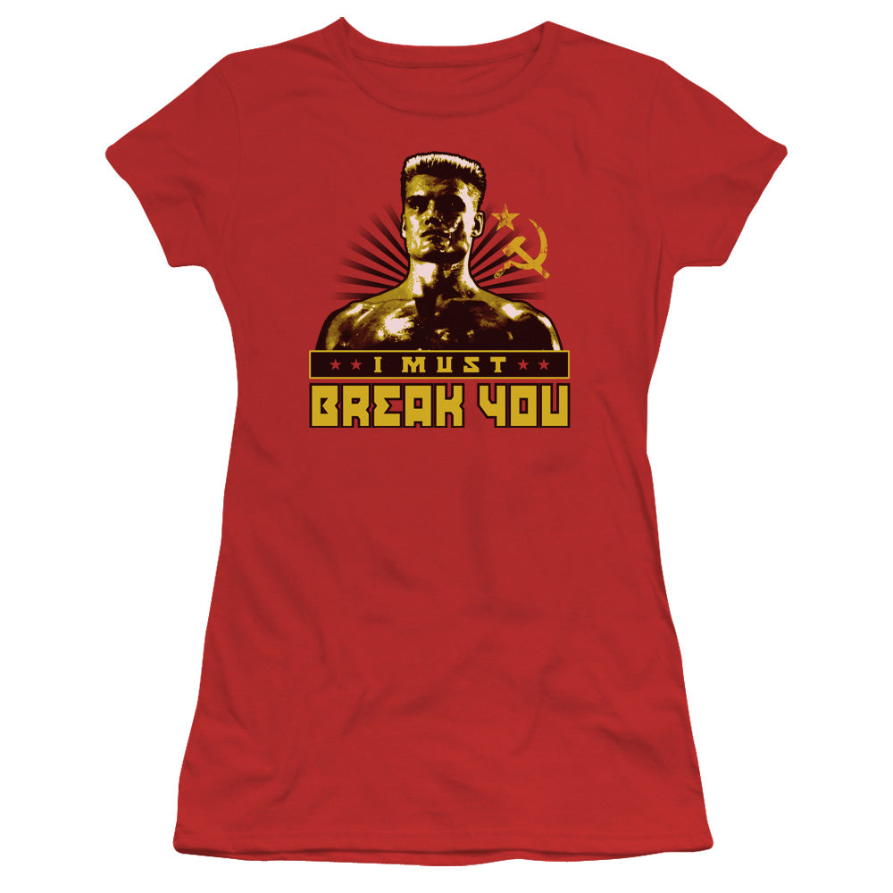 ROCKY IV I MUST BREAK YOU - S/S JUNIOR SHEER - RED T-Shirt