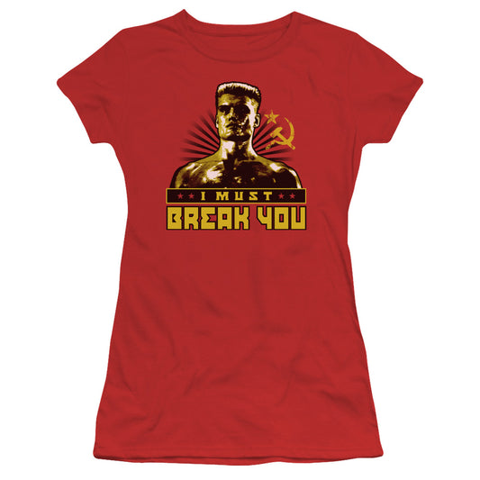 ROCKY IV I MUST BREAK YOU - S/S JUNIOR SHEER - RED T-Shirt