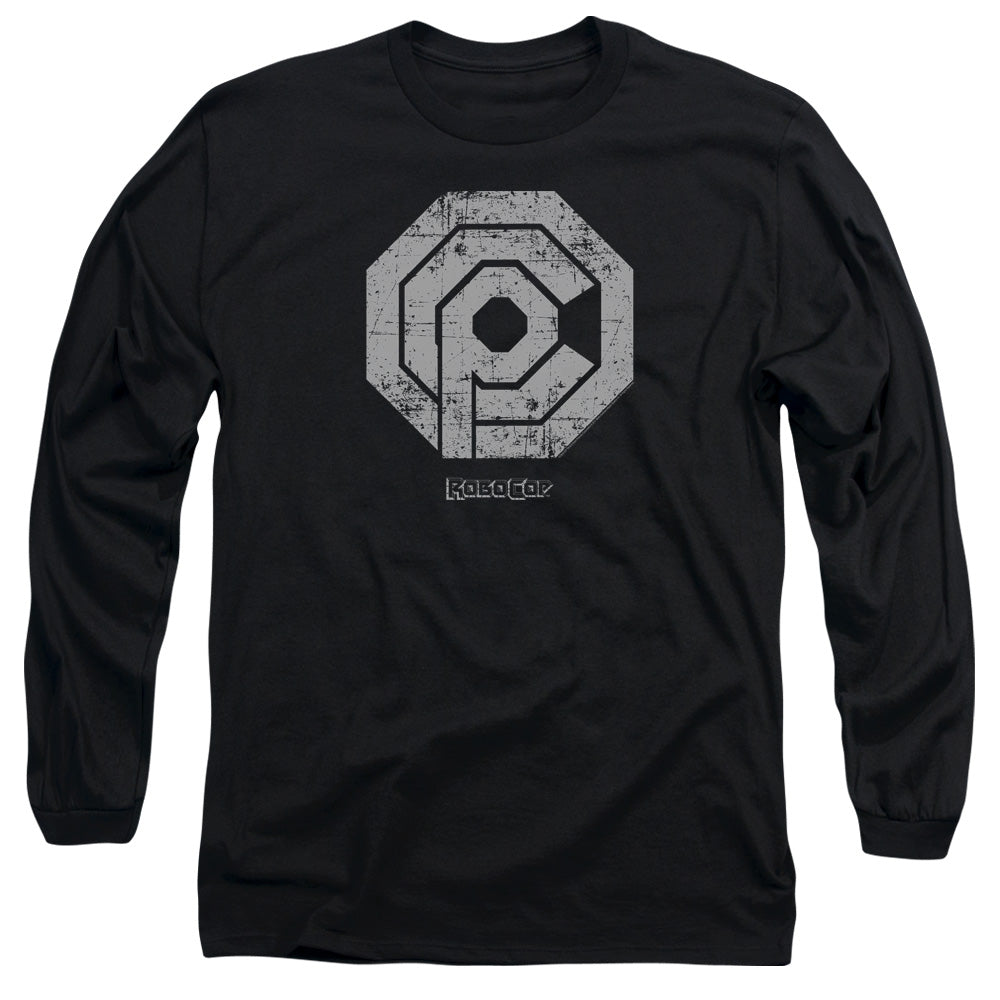 Robocop - Distressed Ocp Logo - Long Sleeve Adult 18/1 - Black T-shirt