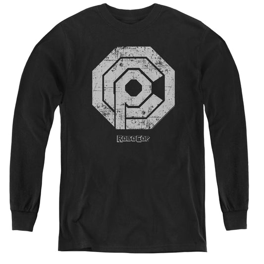 Robocop - Distressed Ocp Logo - Youth Long Sleeve Tee - Black