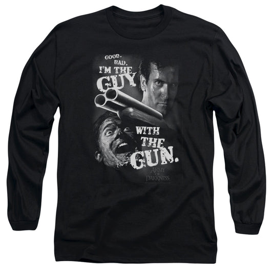 Army Of Darkness - Guy With The Gun - Long Sleeve Adult 18/1 - Black T-shirt