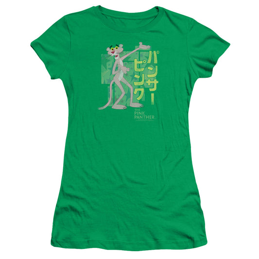 Pink Panther - Asian Letters - Short Sleeve Junior Sheer - Kelly Green T-shirt