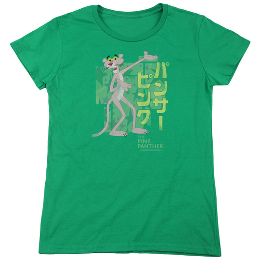 Pink Panther - Asian Letters - Short Sleeve Womens Tee - Kelly Green T-shirt