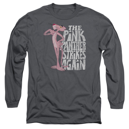 Pink Panther - Strikes Again - Long Sleeve Adult 18/1 - Charcoal T-shirt