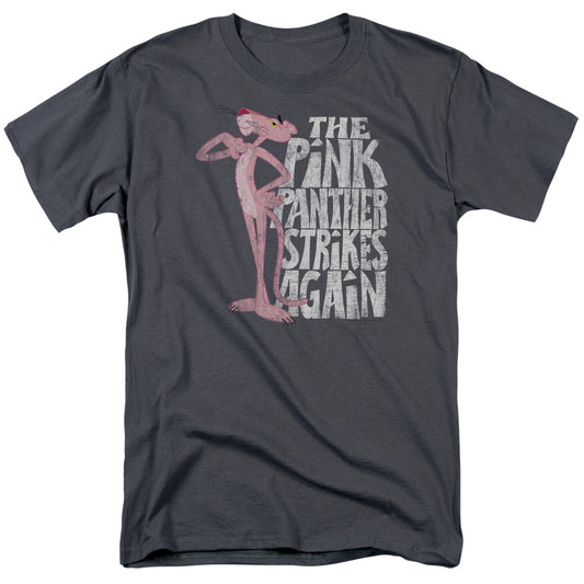 Pink Panther - Strikes Again - Short Sleeve Adult 18/1 - Charcoal T-shirt