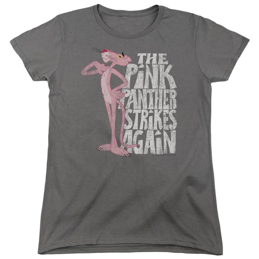 Pink Panther - Strikes Again - Short Sleeve Womens Tee - Charcoal T-shirt