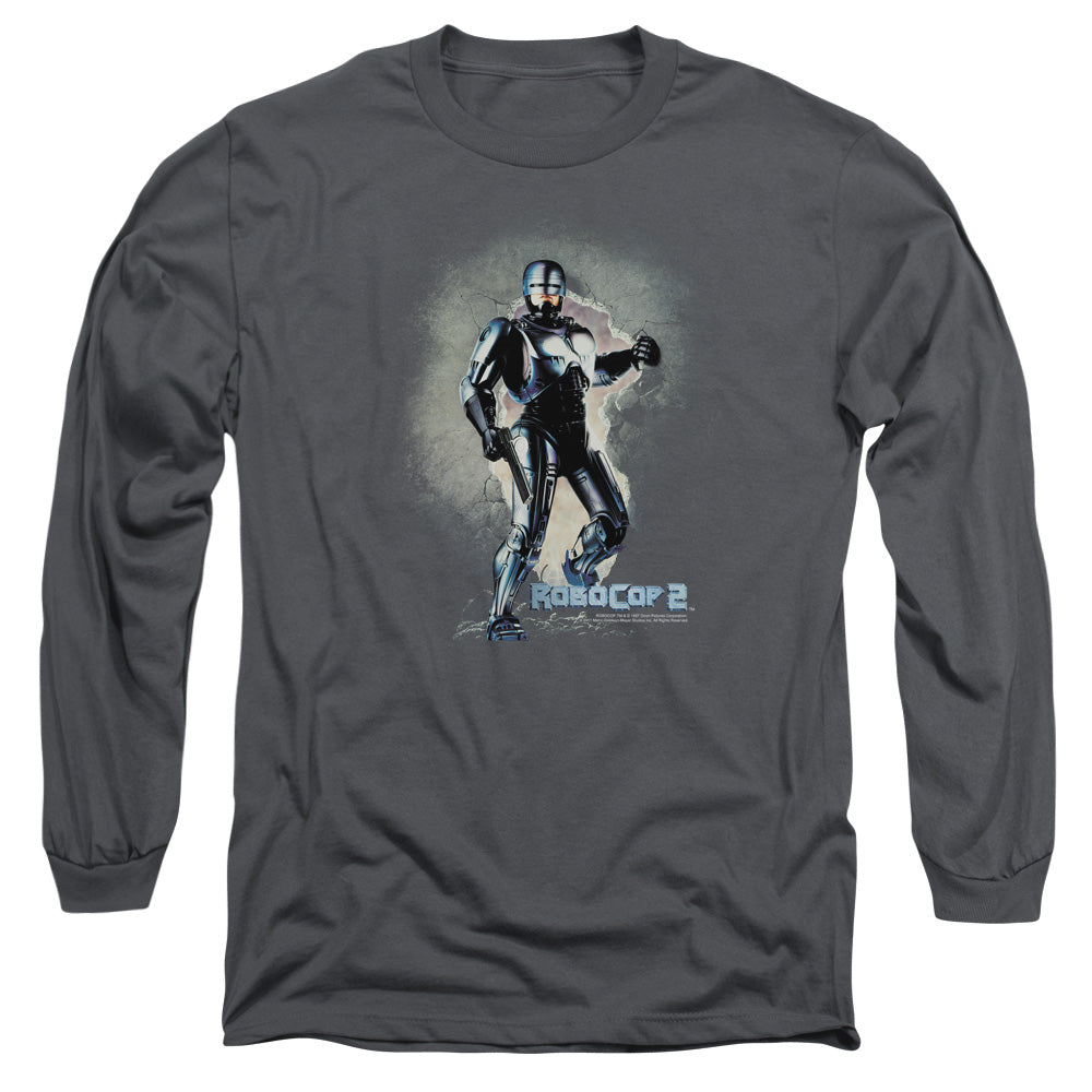 Robocop - Break On Through - Long Sleeve Adult 18/1 - Charcoal T-shirt