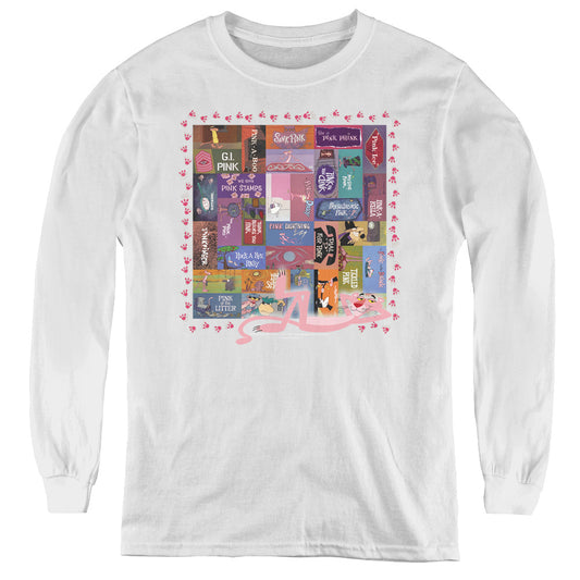 Pink Panther - Vintage Titles - Youth Long Sleeve Tee - White